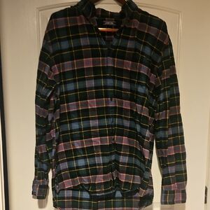 Lands' End Men's Blue and Red Plaid Shirt